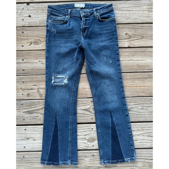 Free People Jeans Women’s‎ Size 28 Blue Wide Leg Bell Bottom Retro Western pb1 - Picture 2 of 9